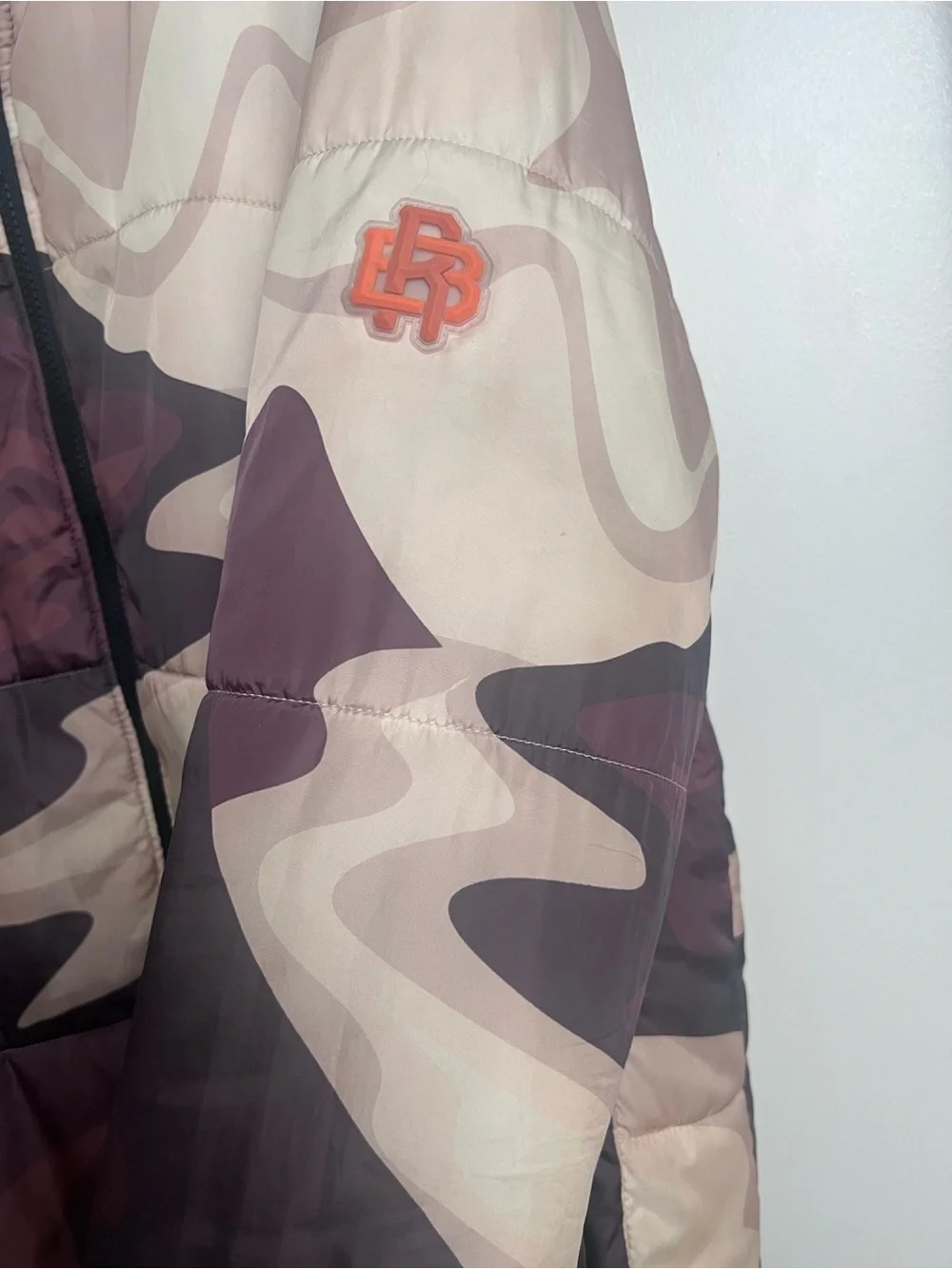 Reason NYC Hooded Camo Puffer Jacket Beige Brown Streetwear Large